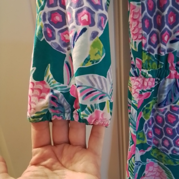 Lilly Pulitzer Lana Skort Romper Maldives Green Turtle Wave Off-Shoulder XXS - Picture 7 of 10